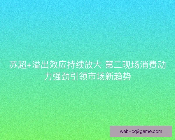 苏超+溢出效应持续放大 第二现场消费动力强劲引领市场新趋势