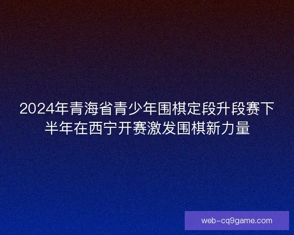 2024年青海省青少年围棋定段升段赛下半年在西宁开赛激发围棋新力量 2024年青海省青少年围棋定段升段赛下半年在西宁开赛激发围棋新力量